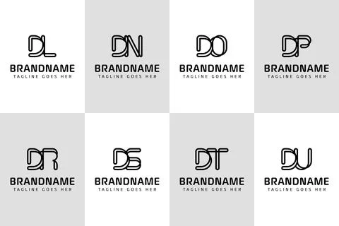 Letters DL DN DO DP DR DS DT DU Monogram Logo, for LD ND OD PD RD SD TD UD .. Stock Illustration