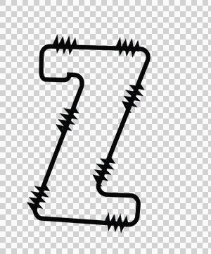 Letters Doodle Character 17 hand drawn sketch whimsical Illustrazione stock