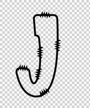 Letters Doodle Character 34 hand drawn sketch whimsical Illustrazione stock