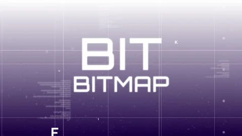 With letters drifting, white title text BITMAP forming on violet grid with Stock Footage 311475018