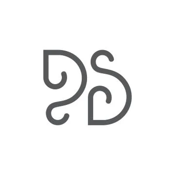 Letters ds simple curves line loop design logo Stockillustratie