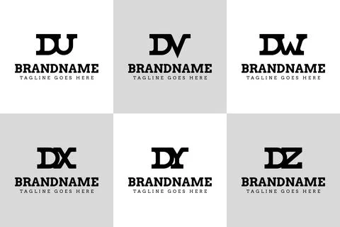 Letters DU DV DW DX DY DZ Logo Set Monogram Illustrazione stock