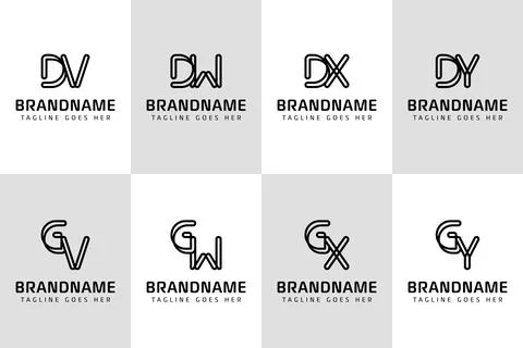 Letters DV DW DX DY GV GW GX GY Monogram Logo, for VD WD XD YD VG WG XG YG .. Stock Illustration