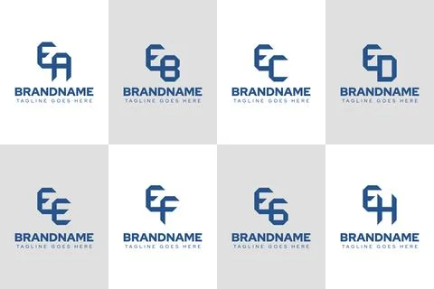 Letters EA EB EC ED EE EF EG EH Logo Monogram Set Ilustração Stock