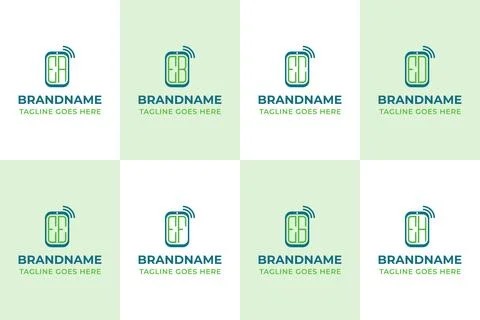 Letters EA EB EC ED EE EF EG EH Smartphone Logo Monogram Stock Illustration