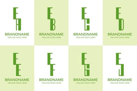 Letters EA EB EC ED EE EF EG EJ Elegant Monogram Logo Set Stock Illustration