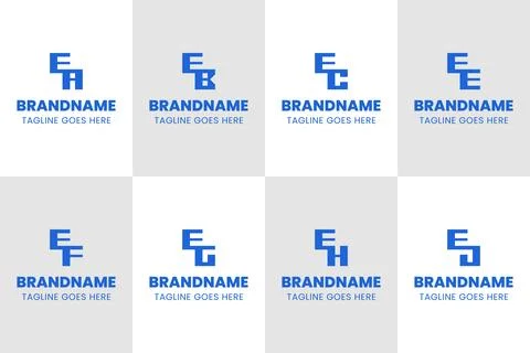 Letters EA EB EC EE EF EG EH EJ Monogram Logo, for AE BE CE EE FE GE HE JE .. 库存插图