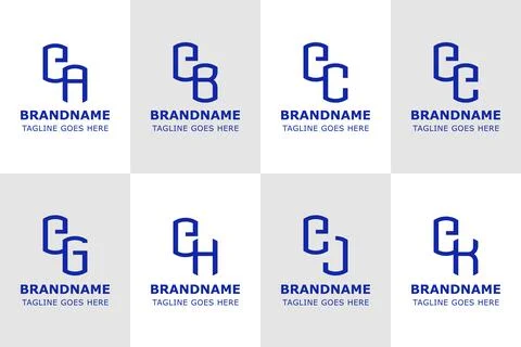 Letters EA EB EC EE EG EH EJ EK Logo Set Modern Monogram Stock Illustration