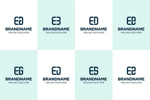 Letters EA EB ED EE EG EJ ES EZ Monogram Logo Set, for AE BE DE EE GE JE SE.. イラスト素材