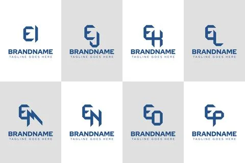 Letters EI EJ EK EL EM EN EO EP Logo Monogram Set 库存插图