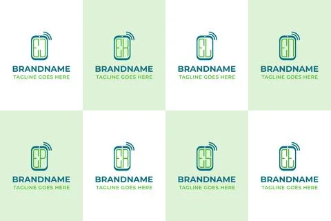 Letters EJ EK EL EN EP ER ES ET Smartphone Logo Monogram Stock Illustration