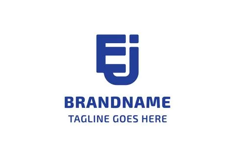Letters EJ Monogram Connected Logo, symbolizing connection and unity, for J.. Stock Illustration