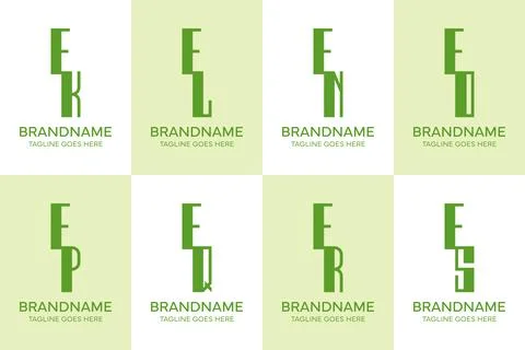 Letters EK EL EN EO EP EQ ER ES Elegant Monogram Logo Set Stock Illustration
