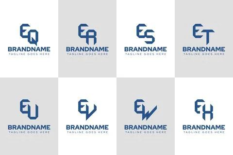 Letters EQ ER ES ET EU EV EW EX Logo Monogram Set 库存插图