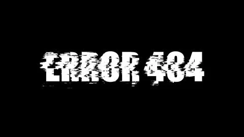 Letters of Error 404 text with noise on black, 3d rendering background, computer Stock Illustration
