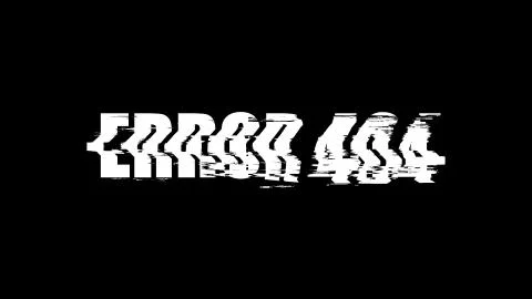 Letters of Error 404 text with noise on black, 3d rendering background, computer Illustrazione stock