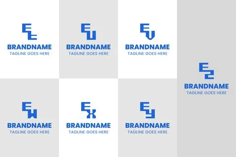 Letters ET EU EV EW EX EY EZ Monogram Logo, for TE UE VE WE XE YE ZE initials Stock Illustration