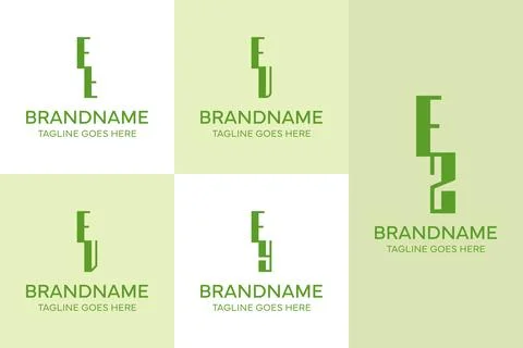 Letters ET EU EV EY EZ Elegant Monogram Logo Set Stock Illustration
