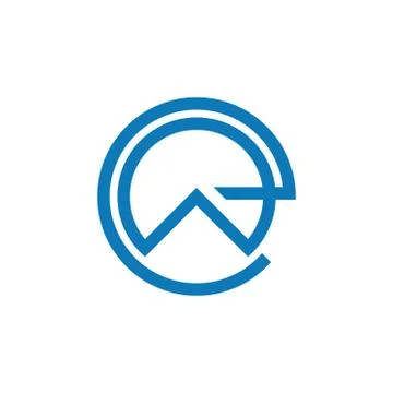 Letters ew simple circle linked line logo vector Stock Illustration