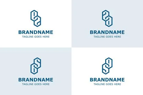 Letters EZ GS ZA Monogram Logo Set, suitable for ZE SG AZ initials Brand Stock Illustration