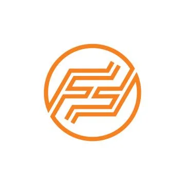 Letters ff simple stripes line geometric circle logo vector Stock Illustration