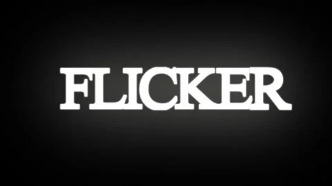 The letters ''FLICKER'' glow with a soft white light against a black background Stock Footage 320873283