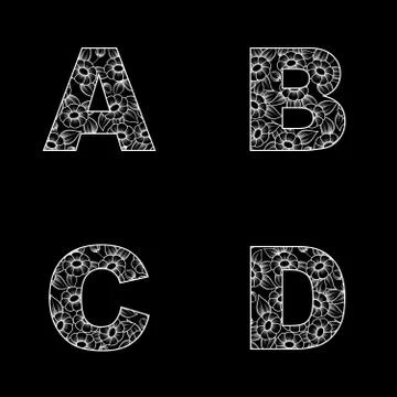 Letters with flowers one Stock Illustration