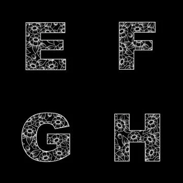 Letters with flowers two Stock Illustration