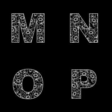 Letters with flowers two Stock Illustration