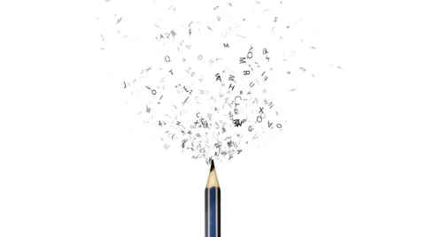 Letters flying out of the pencil Video stock 58167853