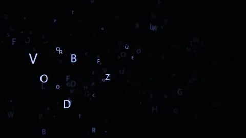 Letters flying through dark background showing digital data stream and cybe.. Stock Footage 327502329