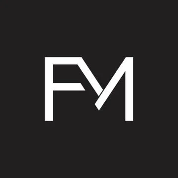 Letters fm simple linked geometric line logo vector Stock Illustration