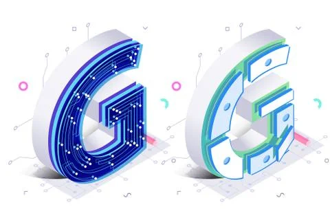 Letters G with connecting elements Stock Illustration