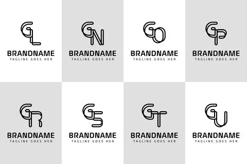 Letters GL GN GO GP GR GS GT GU Monogram Logo, for LG NG OG PG RG SG TG UG .. Stock Illustration
