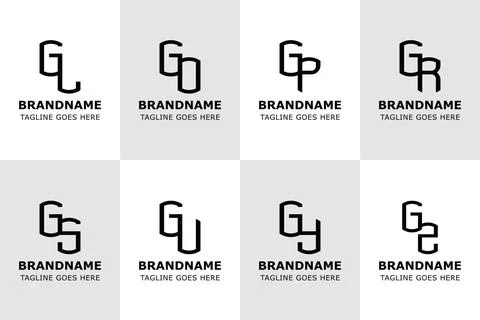 Letters GL GO GP GR GS GU GY GZ Logo Set Modern Monogram Stock Illustration