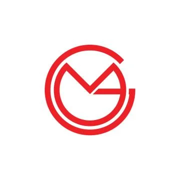 Letters gm simple circle linked line logo vector Stock Illustration