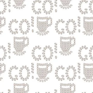 Letters Go with exclamation mark and Cup with saucer Made of Outline Coffee Stock Illustration