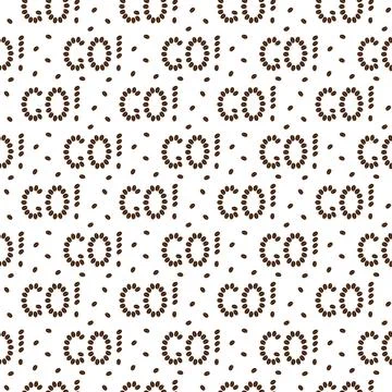 Letters Go with exclamation mark made of Coffee Grains Seamless Pattern Minimal Illustrazione stock