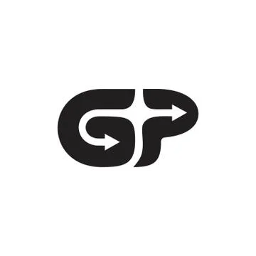 Letters gp curves arrows simple logo vector Stock Illustration