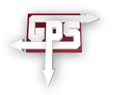 Letters gps with arrows on white background - 3d illustration Stock Illustration