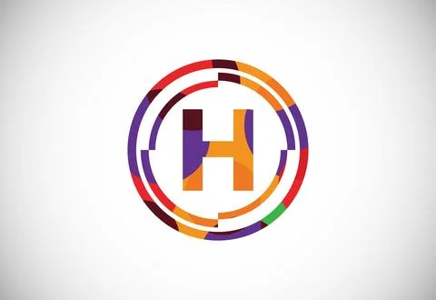 Letters H with circle frames low poly art style. English alphabet, vector i.. Stock Illustration