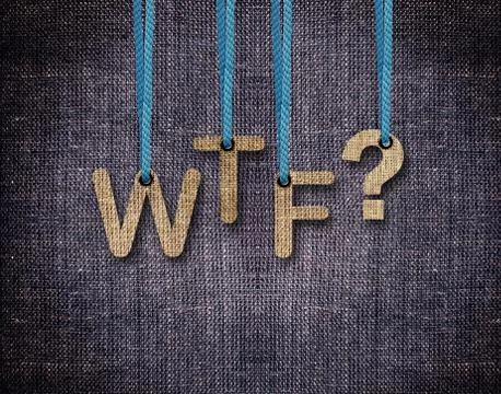 Letters hanging strings Foto stock