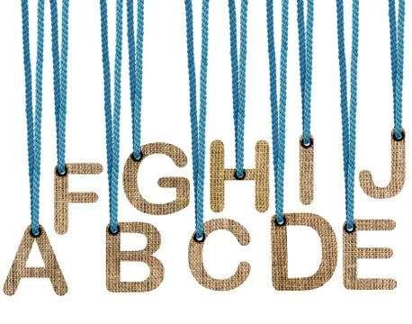 Letters hanging strings Stock Photos