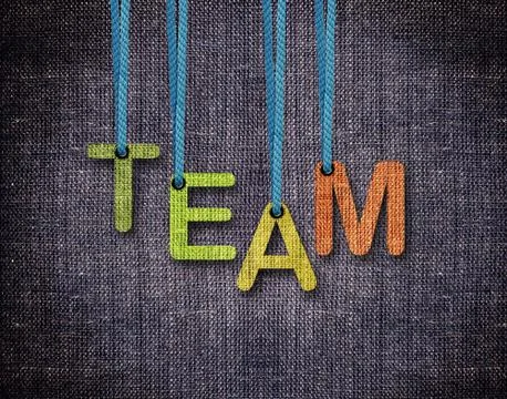 Letters hanging strings Foto stock