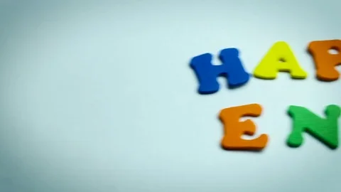 Letters Happy end in White Background Stock Footage 72858300