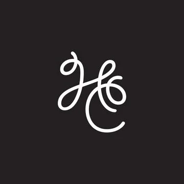 Letters hc linked knot thread curves logo vector Illustrazione stock