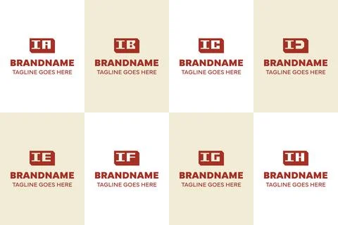 Letters IA IB IC ID IE IF IG IH Box 3D Logo Set Illustrazione stock
