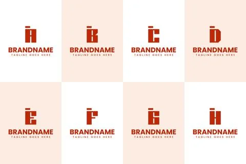 Letters IA IB IC ID IE IF IG IH Logo Monogram Set, for AI BI CI DI EI FI GI.. 库存插图