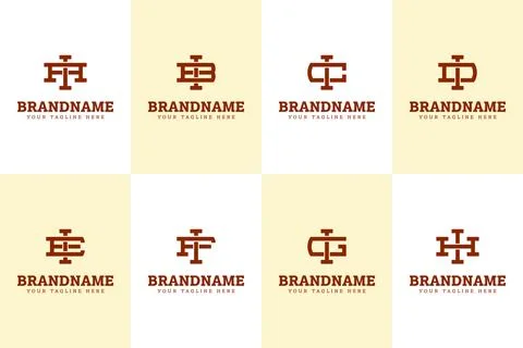 Letters IA IB IC ID IE IF IG IH Monogram Logo Set, for AI BI CI DI EI FI GI.. Stock Illustration