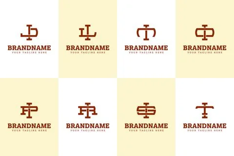 Letters IJ IL IN IO IP IR IS IT Monogram Logo Set, for JI LI NI OI PI RI SI.. Stock Illustration